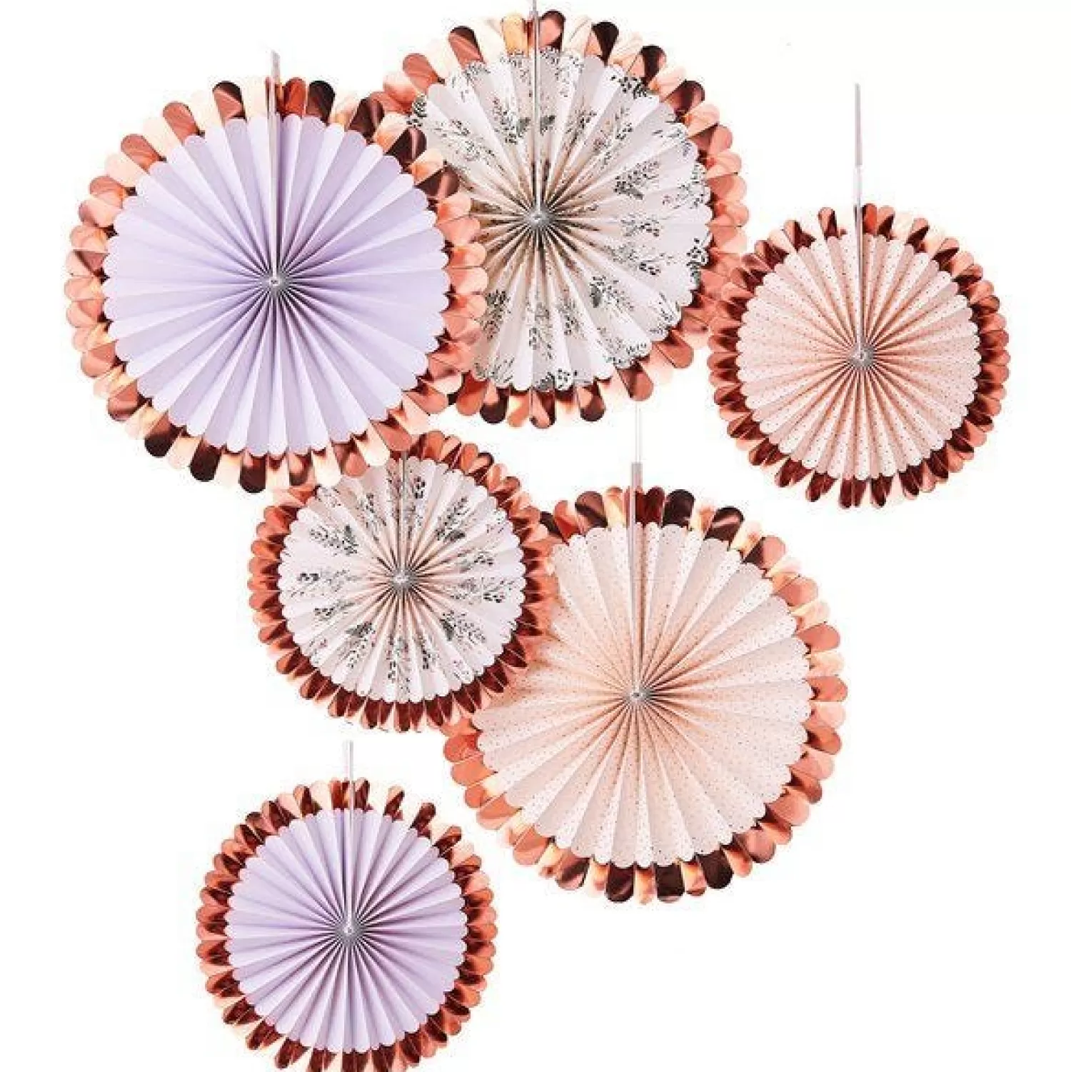 Flash Sale Party Delights Rose Gold Floral Fan Decoration Kit (6Pk)