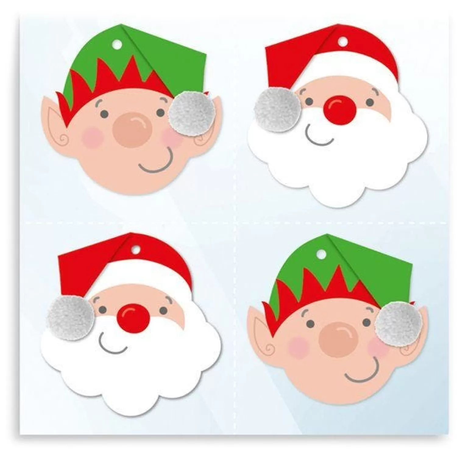 Santa & Elf Pom Pom Gift Tags (8Pk)<Party Delights Store