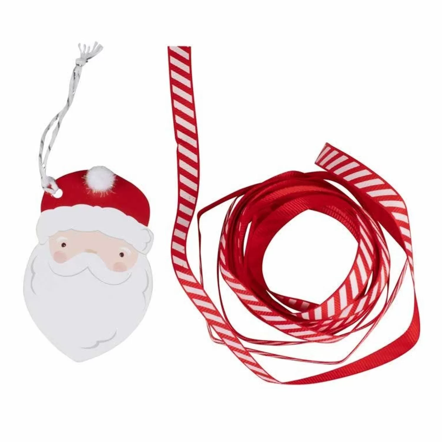 Santa Face Gift Tags With Red & White Ribbon (8Pk)<Party Delights Best Sale