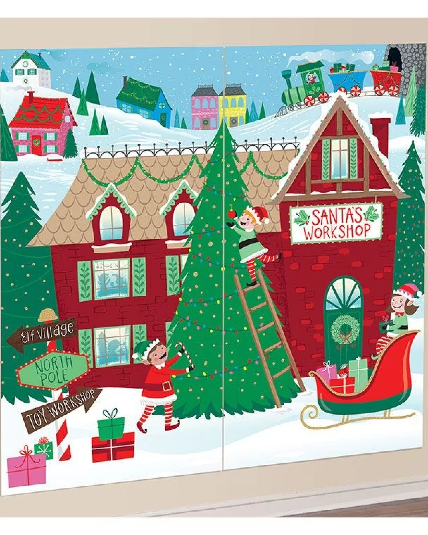 Santa's Workshop Scene Setter - 1.65M X 1.65M<Party Delights Flash Sale