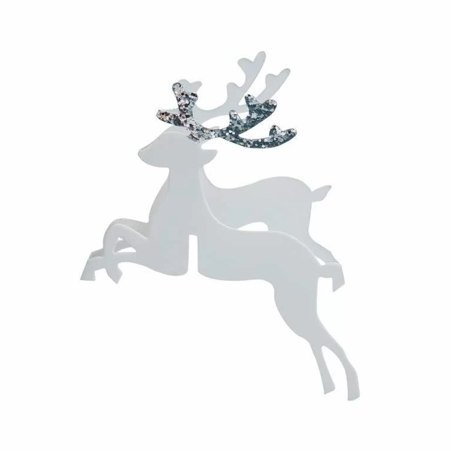 Silver Glitter Reindeer Glass Decoration (10Pk)<Party Delights Best Sale