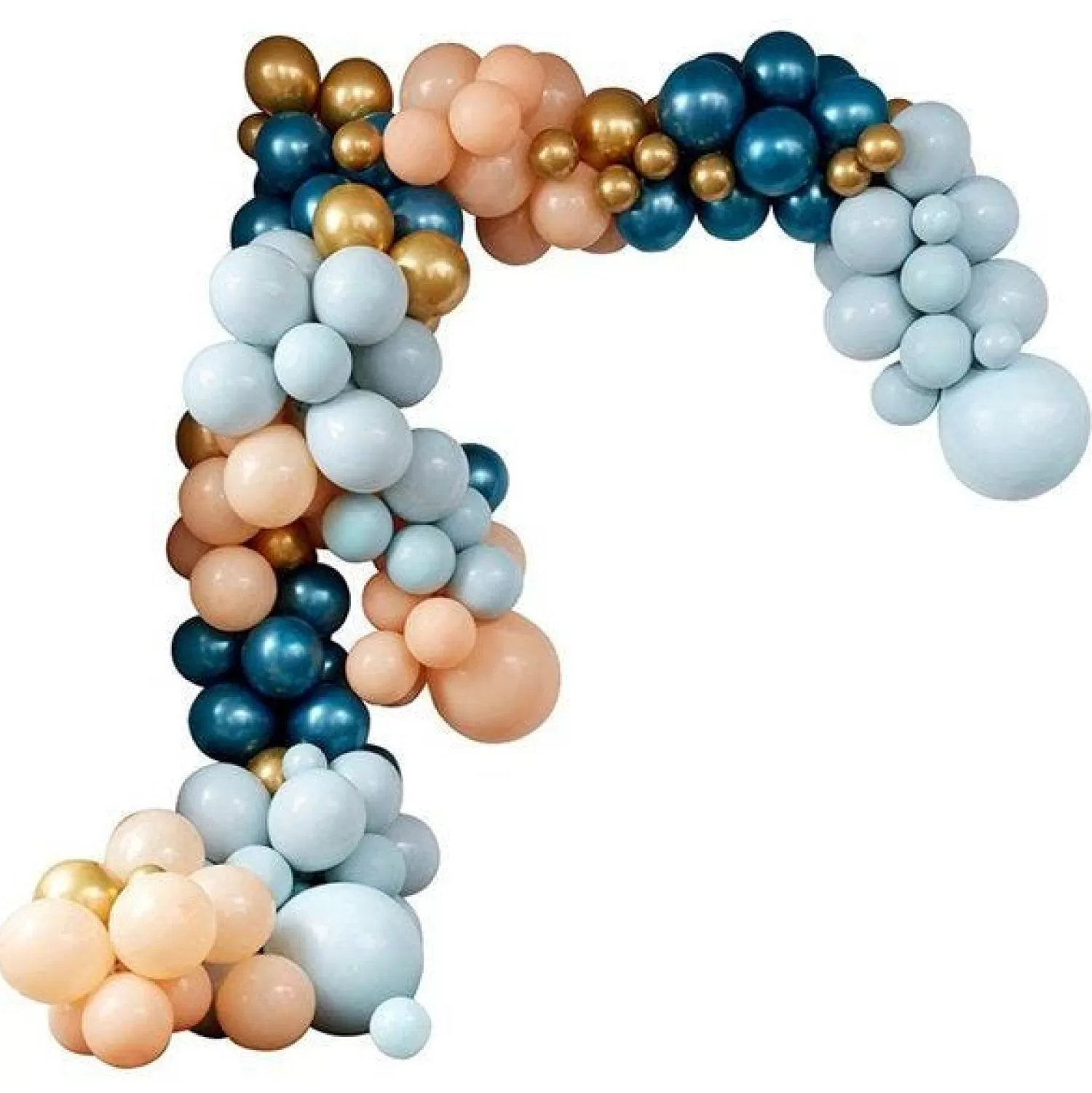 Hot Party Delights Teal & Gold Chrome Large Balloon Arch Diy Kit - 200 Balloons