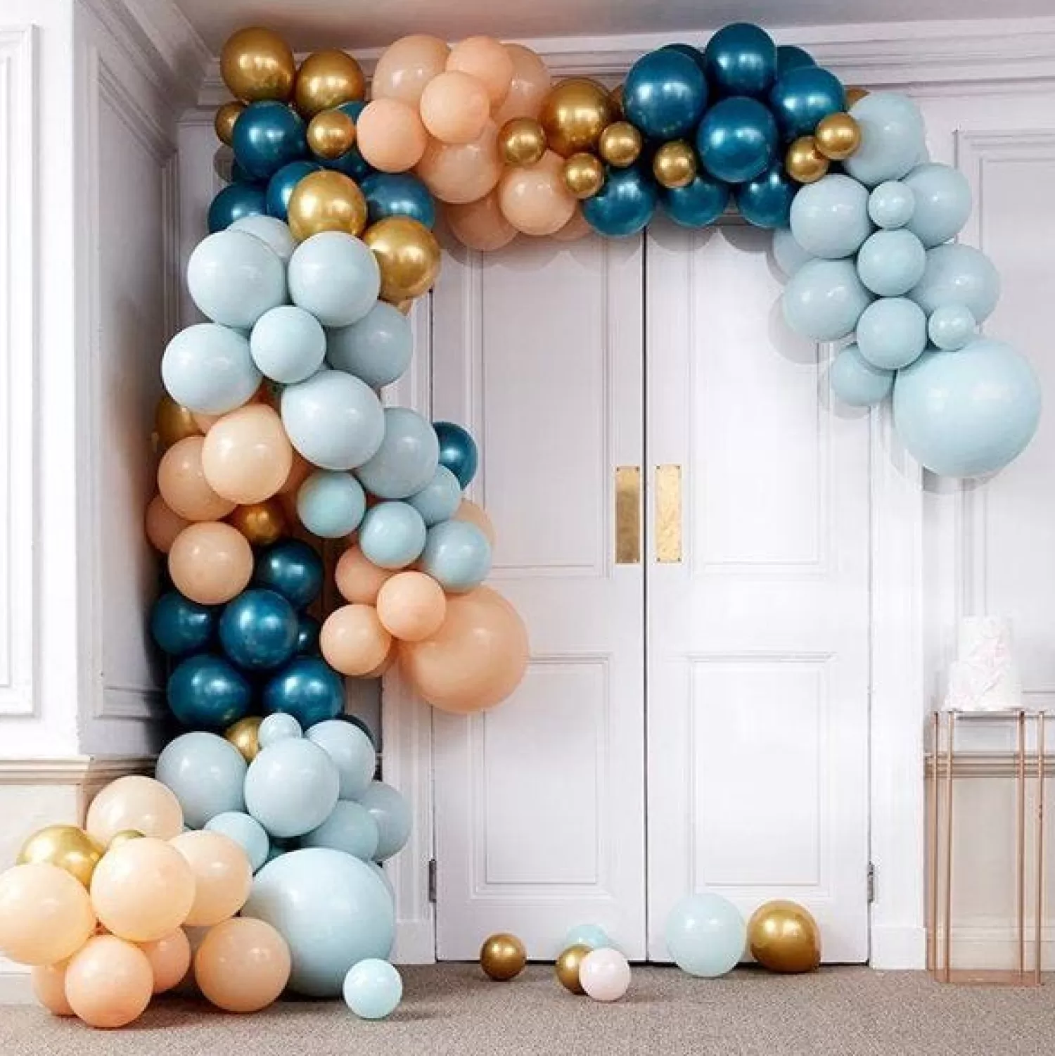 Hot Party Delights Teal & Gold Chrome Large Balloon Arch Diy Kit - 200 Balloons