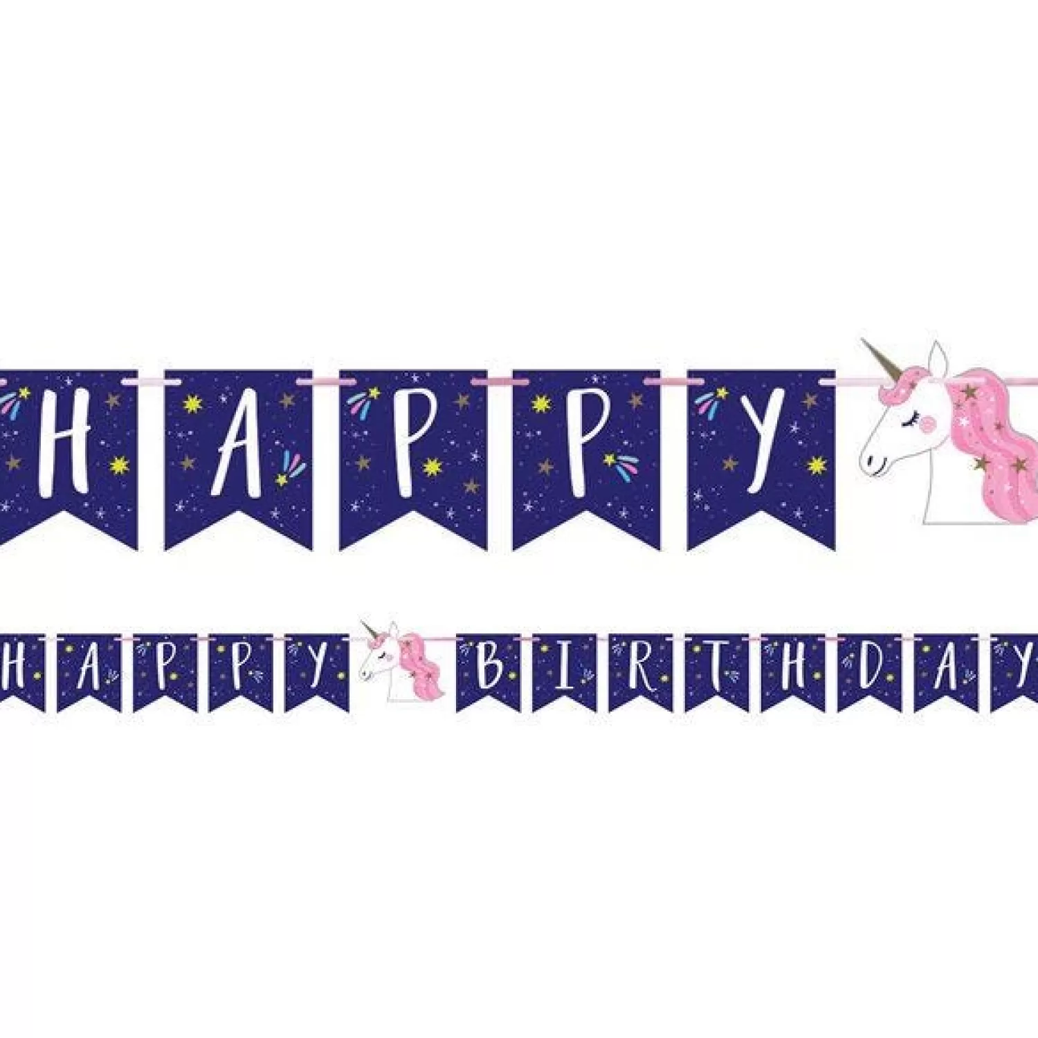 Store Party Delights Unicorn Galaxy 'Happy Birthday' Paper Letter Banner - 2.3M