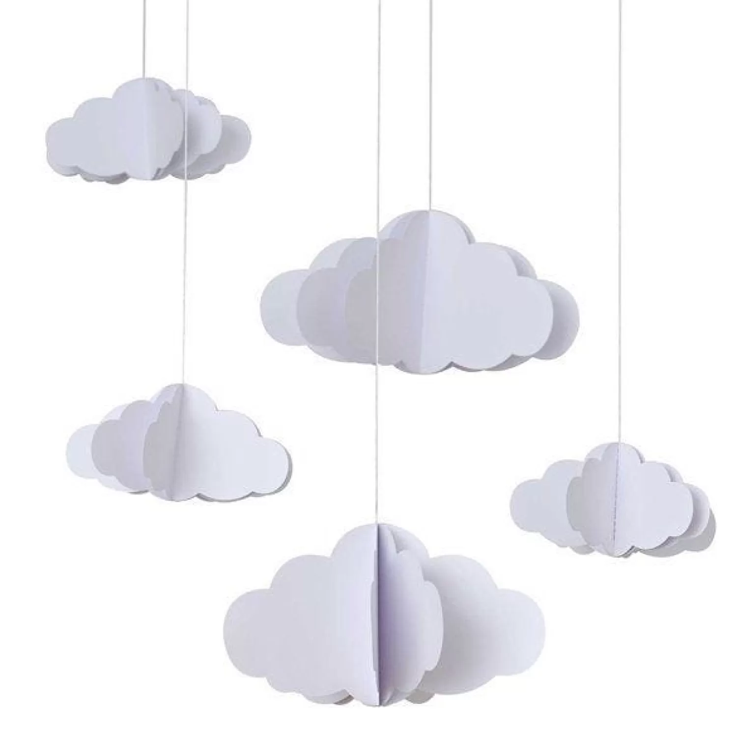 Cheap Party Delights White 3D Clouds Paper Hanging Decorations (5Pk)